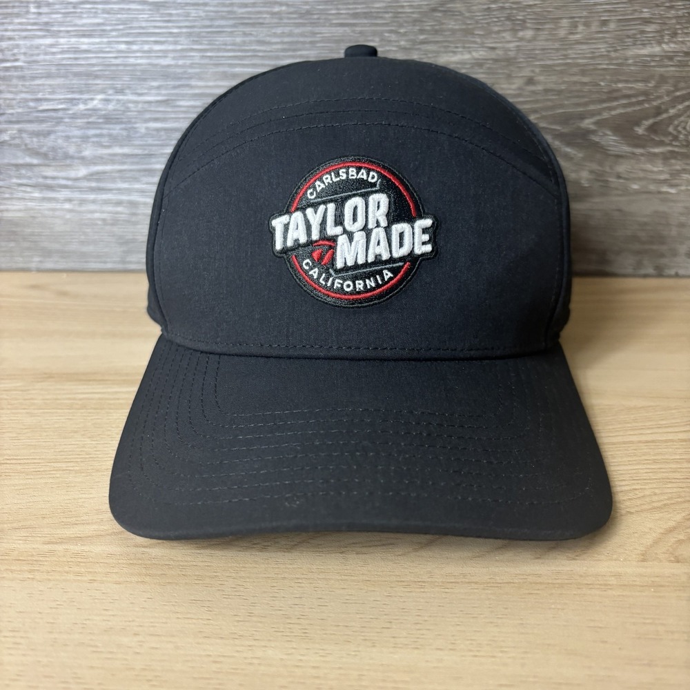 TaylorMade Hat Cap Snap Back Black Performance California Logo Adjustable Mens